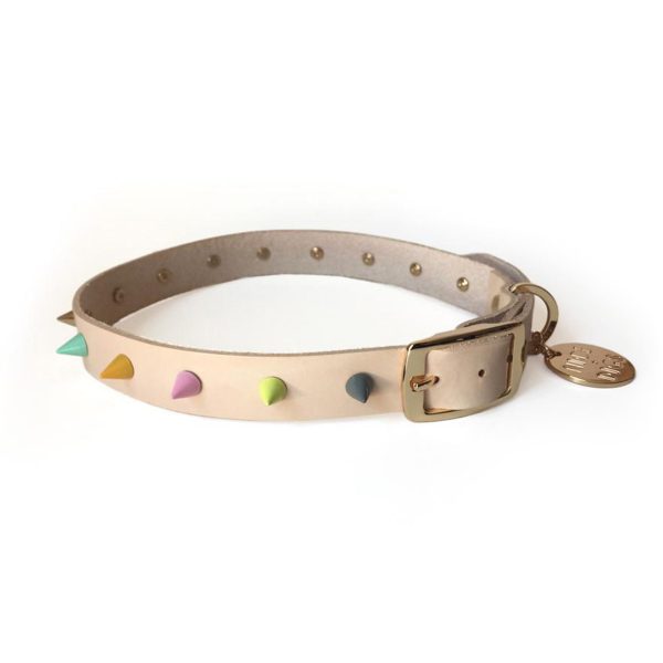 Pastel Spike Leather Dog Collar
