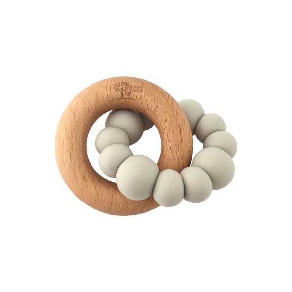 BLOK Teether light grey with rubber and wood
