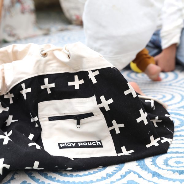 Cross Pattern Play Pouch with kids