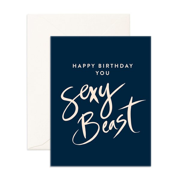 dark blue Happy Birthday You Sexy Beast Greeting Card