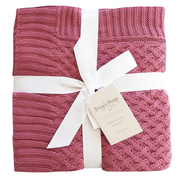 SNUGGLE HUNNY Mauve Diamond Knit Baby Blanket