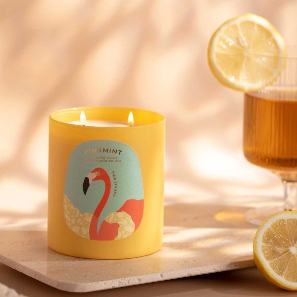 luxah pina colada flamingo candle styled pink mint