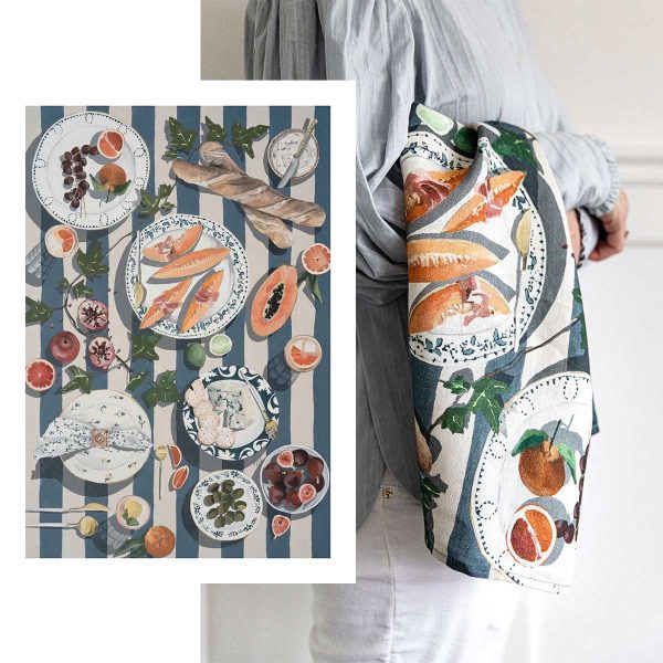 Whitney Spicer Linen Tea Towel - Cheese & Crackers