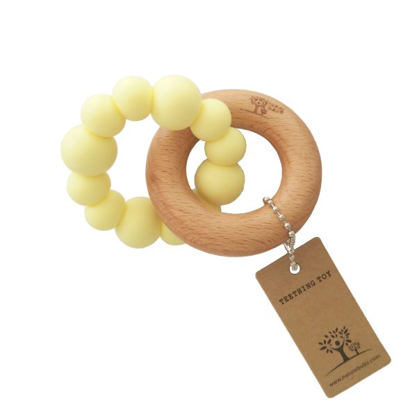 BLOK Teether yellow and wood with tag