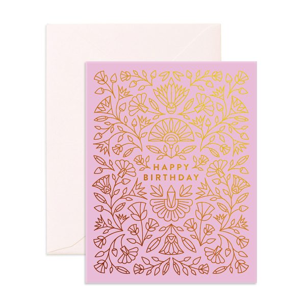 Egyptian Birthday Greeting Card with beautiful gold foil pattern