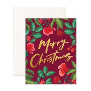 Merry Christmas Floral Greeting Card