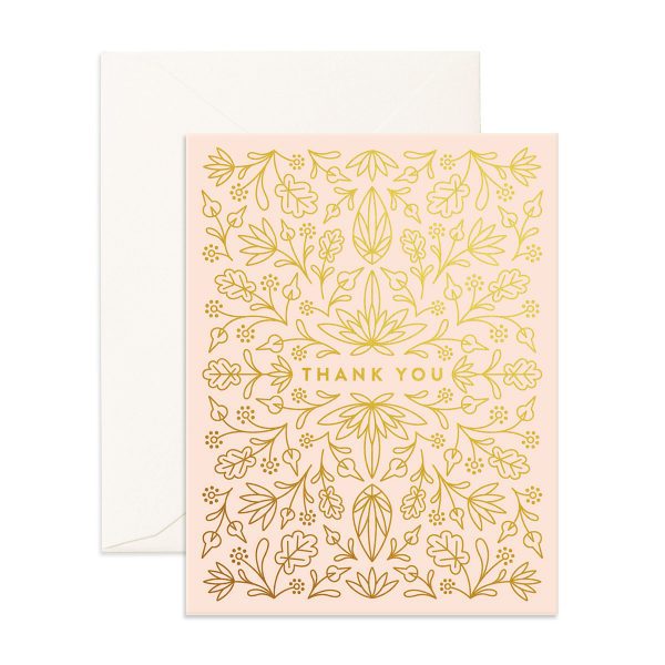 light pink Grecian Thank You Greeting Card with gold details
