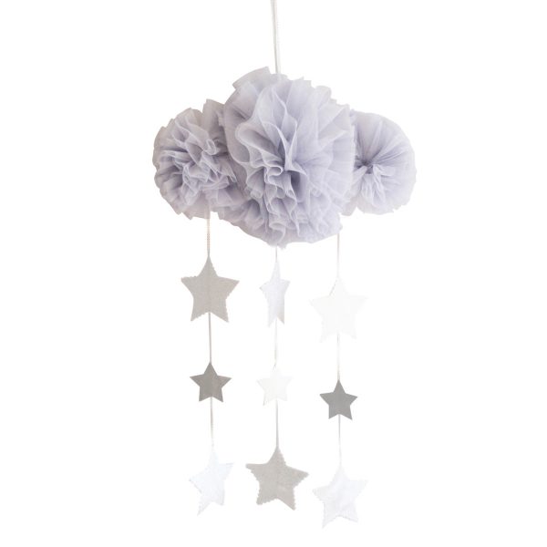 ALIMROSE Alimrose Mist and Silver Tulle Cloud Mobile