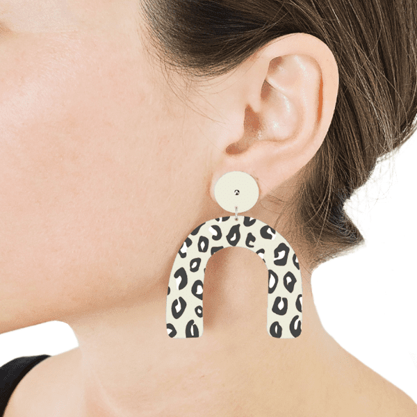 MOE MOE Jewellery Latte Animal Print Arch Earrings