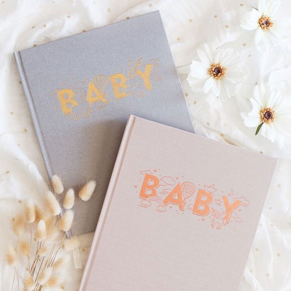 Boys Grey Baby Book and girls baby book