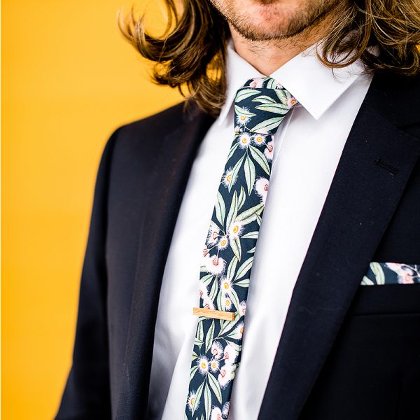 model wearing Flowering Gum Cotton Tie