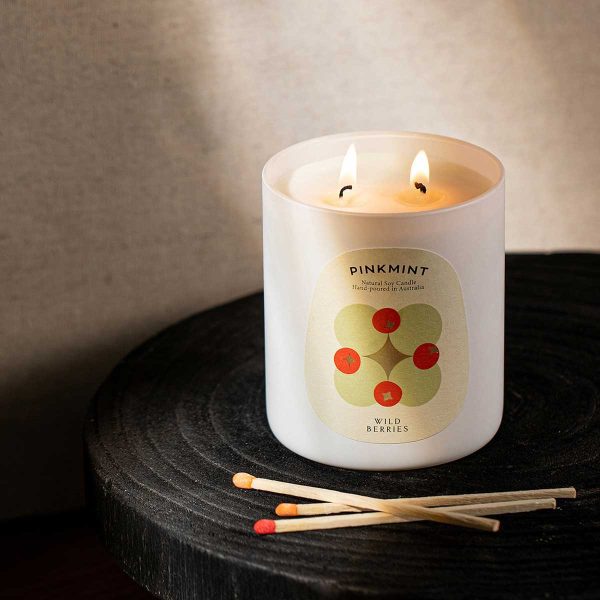 Wild Berries Zen Candle styled pink mint