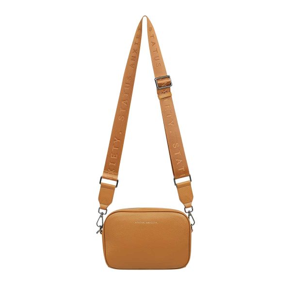status anxiety tan plunder bag with thick strap