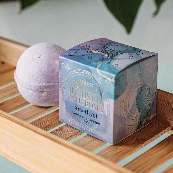 crystal bath bomb amethyst with packaging