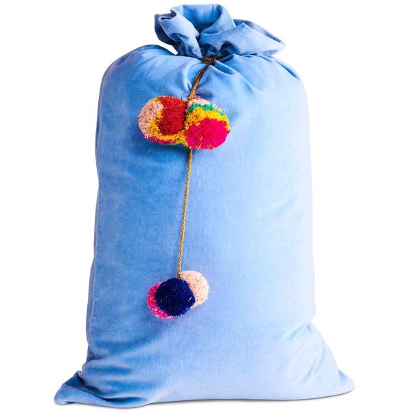 KIPANDCO Brilliant Blue Velvet Santa Sack